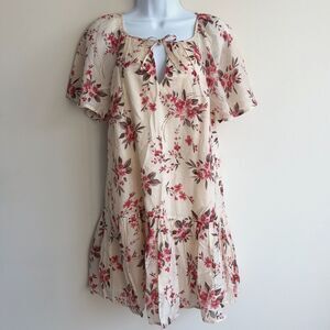 NWT Abercrombie & Fitch Floral Cream Ruffle Milkmaid Trapeze Flowy Dress XS